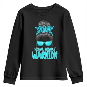 Sexual Assault Awareness Messy Bun Support Survivors Youth Sweatshirt TS14 Black Print Your Wear