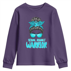 Sexual Assault Awareness Messy Bun Support Survivors Youth Sweatshirt TS14 Purple Print Your Wear
