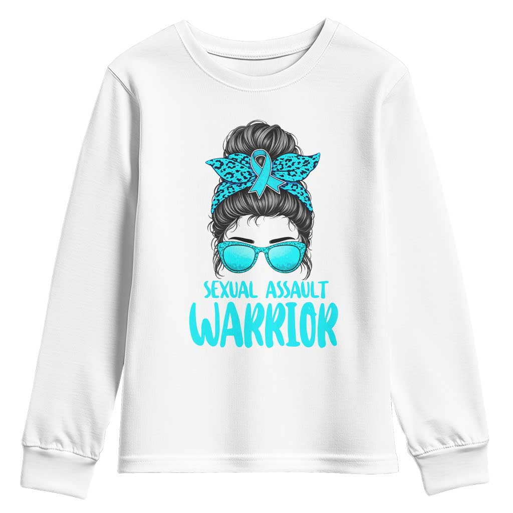 Sexual Assault Awareness Messy Bun Support Survivors Youth Sweatshirt TS14 White Print Your Wear