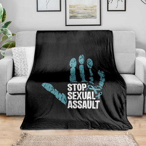 Stop Sexual Assault Throw Blanket Teal Ribbon Hand TS14 Print Your Wear