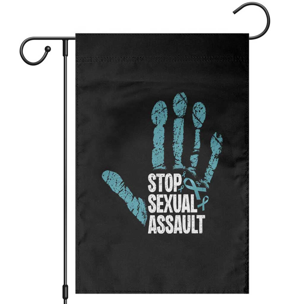 Stop Sexual Assault Garden Flag Teal Ribbon Hand TS14 Black Print Your Wear