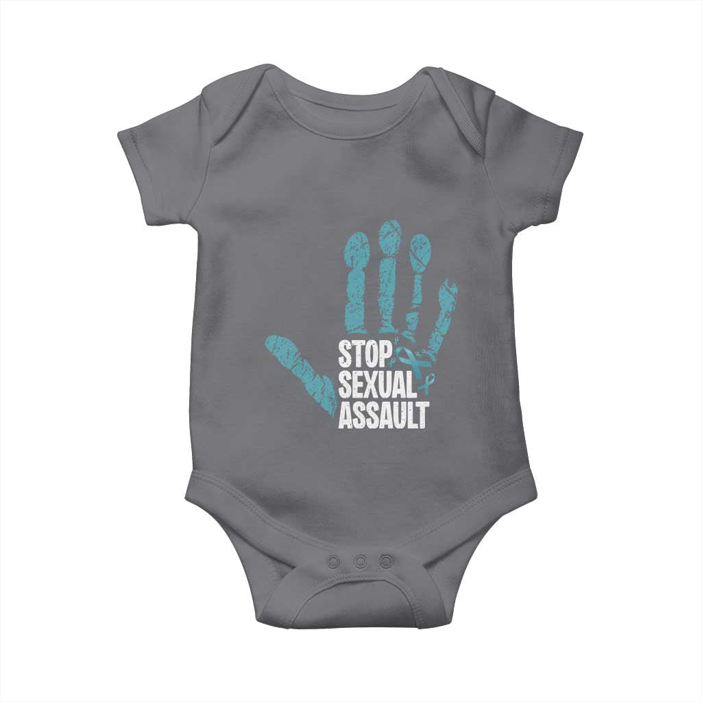 Stop Sexual Assault Baby Onesie Teal Ribbon Hand TS14 Charcoal Print Your Wear