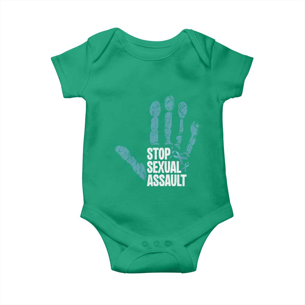 Stop Sexual Assault Baby Onesie Teal Ribbon Hand TS14 Irish Green Print Your Wear