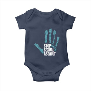 Stop Sexual Assault Baby Onesie Teal Ribbon Hand TS14 Navy Print Your Wear