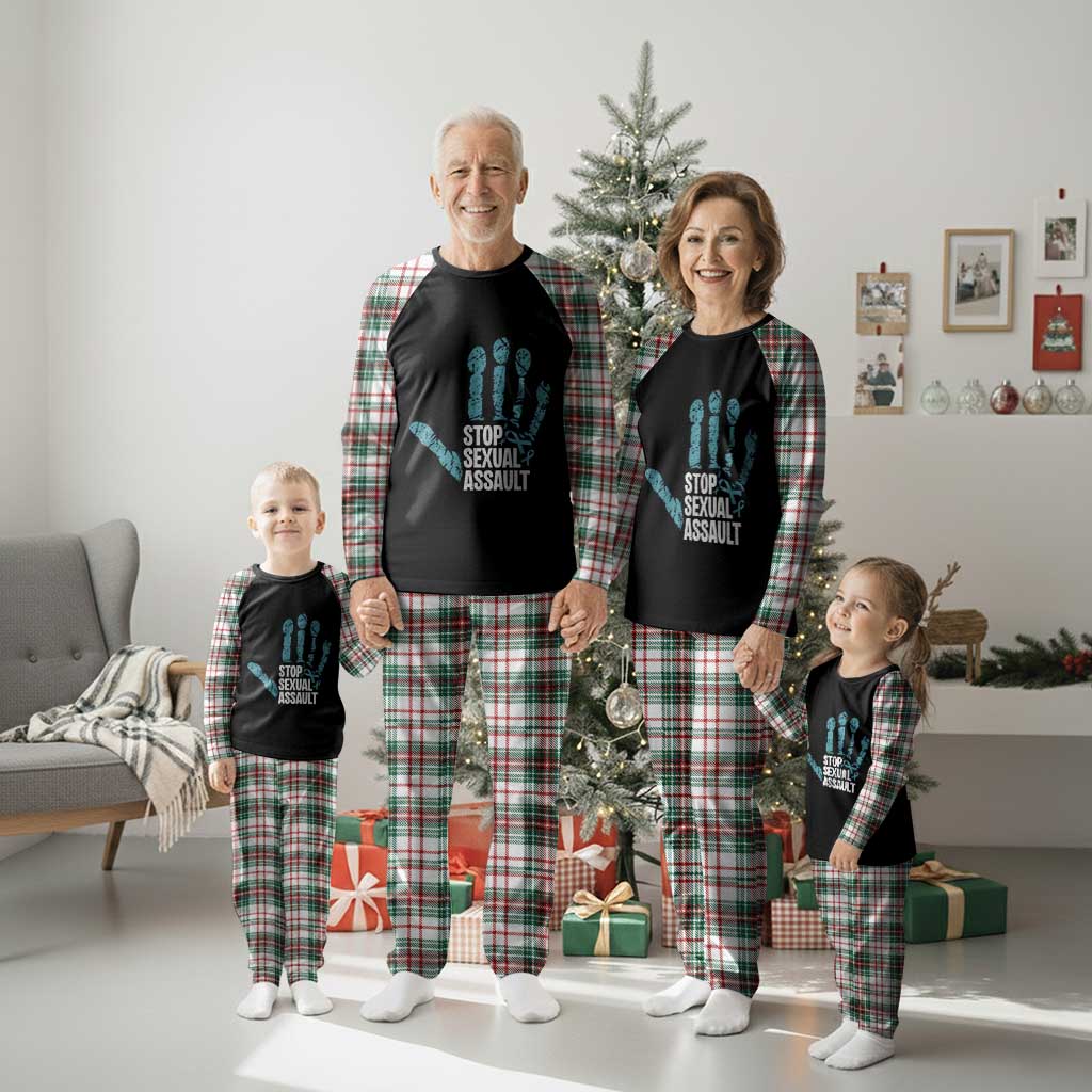 Stop Sexual Assault Plaid Pajama Set Teal Ribbon Hand TS14 Christmas Plaid Print Your Wear