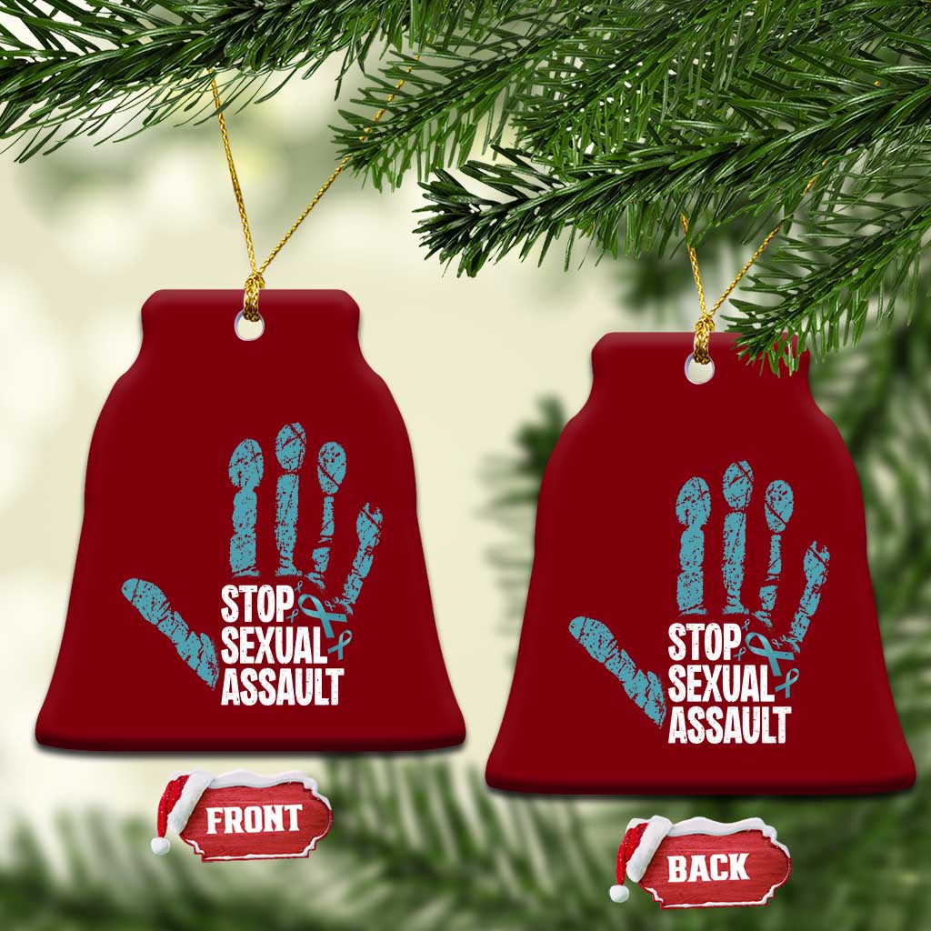 Stop Sexual Assault Ceramic Ornament Teal Ribbon Hand TS14 Print Your Wear