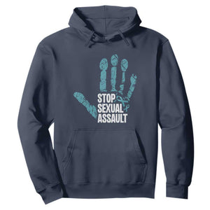 Stop Sexual Assault Hoodie Teal Ribbon Hand TS14 Navy Print Your Wear