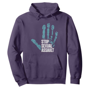 Stop Sexual Assault Hoodie Teal Ribbon Hand TS14 Purple Print Your Wear