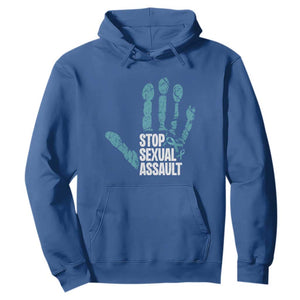 Stop Sexual Assault Hoodie Teal Ribbon Hand TS14 Royal Blue Print Your Wear