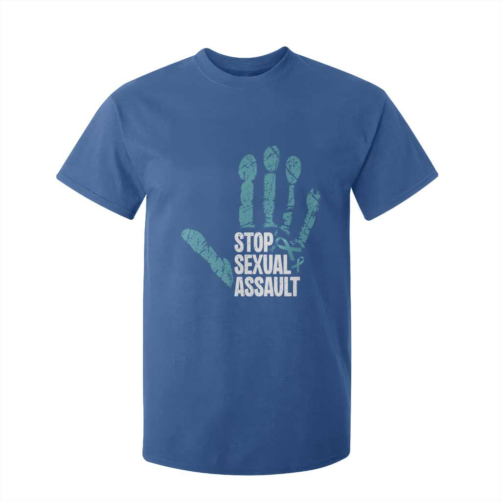 Stop Sexual Assault T Shirt For Kid Teal Ribbon Hand TS14 Royal Blue Print Your Wear