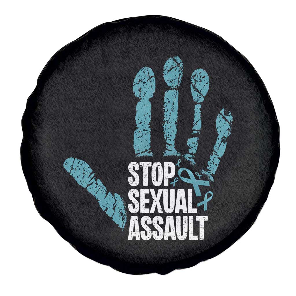 Stop Sexual Assault Spare Tire Cover Teal Ribbon Hand TS14 Print Your Wear