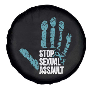 Stop Sexual Assault Spare Tire Cover Teal Ribbon Hand TS14 Print Your Wear