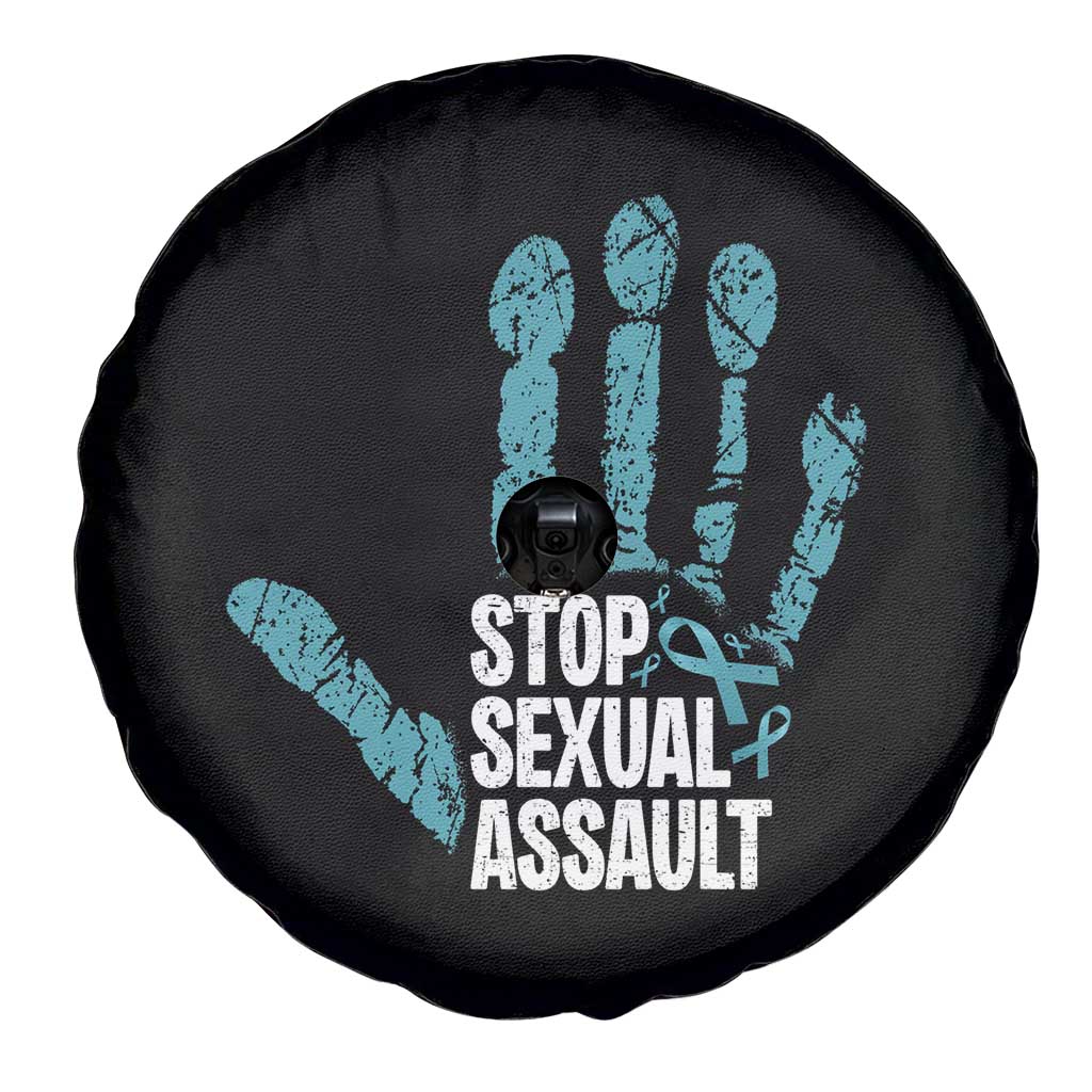 Stop Sexual Assault Spare Tire Cover Teal Ribbon Hand TS14 Print Your Wear