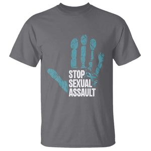 Stop Sexual Assault T Shirt Teal Ribbon Hand TS14 Charcoal Print Your Wear