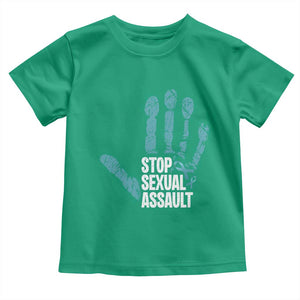 Stop Sexual Assault Toddler T Shirt Teal Ribbon Hand TS14 Irish Green Print Your Wear