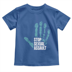 Stop Sexual Assault Toddler T Shirt Teal Ribbon Hand TS14 Royal Blue Print Your Wear