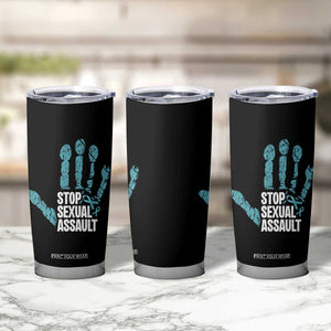 Stop Sexual Assault Tumbler Cup Teal Ribbon Hand TS14 Print Your Wear