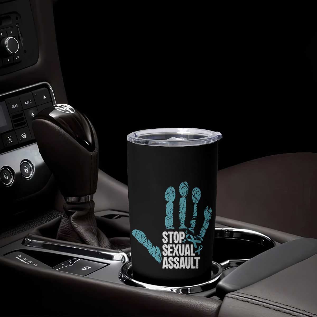 Stop Sexual Assault Tumbler Cup Teal Ribbon Hand TS14 Print Your Wear
