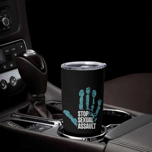 Stop Sexual Assault Tumbler Cup Teal Ribbon Hand TS14 Print Your Wear