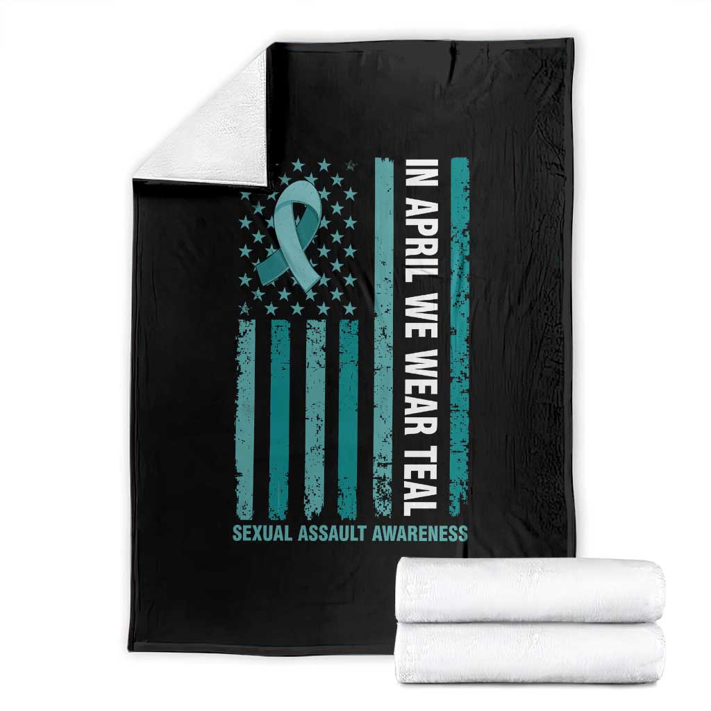 Sexual Assault Awareness American Flag Throw Blanket In April We Wear Teal Ribbon TS14 Black Print Your Wear