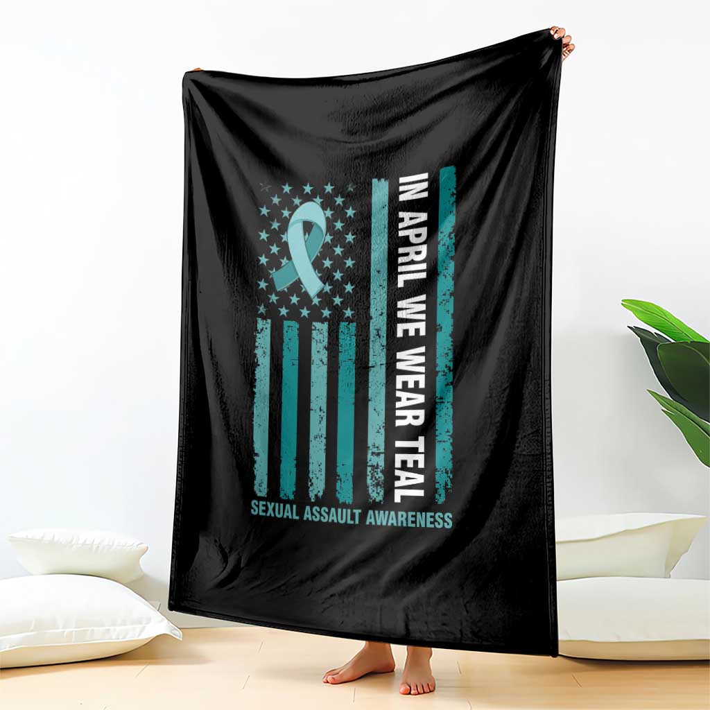 Sexual Assault Awareness American Flag Throw Blanket In April We Wear Teal Ribbon TS14 Print Your Wear