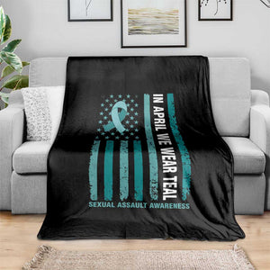 Sexual Assault Awareness American Flag Throw Blanket In April We Wear Teal Ribbon TS14 Print Your Wear