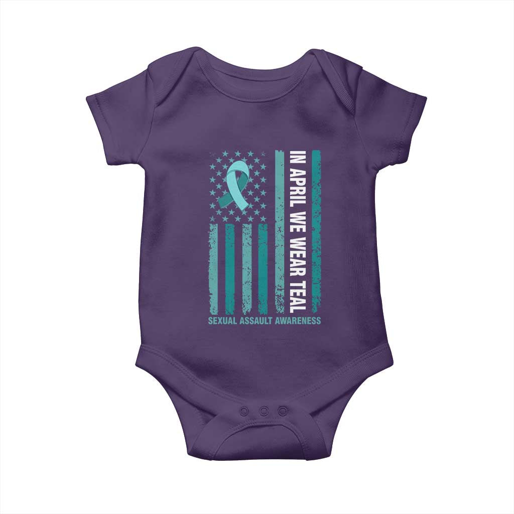 Sexual Assault Awareness American Flag Baby Onesie In April We Wear Teal Ribbon TS14 Purple Print Your Wear