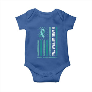 Sexual Assault Awareness American Flag Baby Onesie In April We Wear Teal Ribbon TS14 Royal Blue Print Your Wear