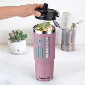 Sexual Assault Awareness American Flag Flip Straw Tumbler In April We Wear Teal Ribbon TS14 One Size: 30 oz Light Pink Print Your Wear