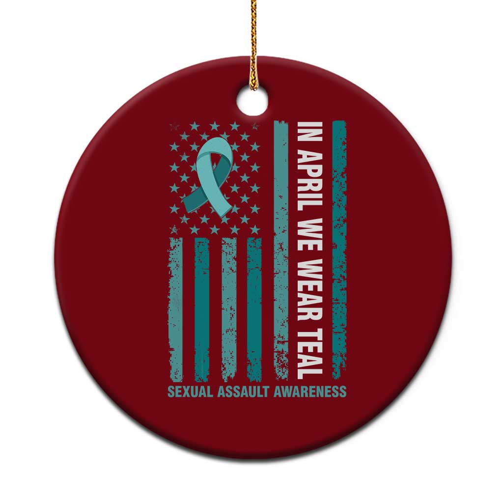Sexual Assault Awareness American Flag Ceramic Ornament In April We Wear Teal Ribbon TS14 1pc Red Print Your Wear