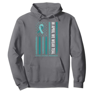 Sexual Assault Awareness American Flag Hoodie In April We Wear Teal Ribbon TS14 Charcoal Print Your Wear