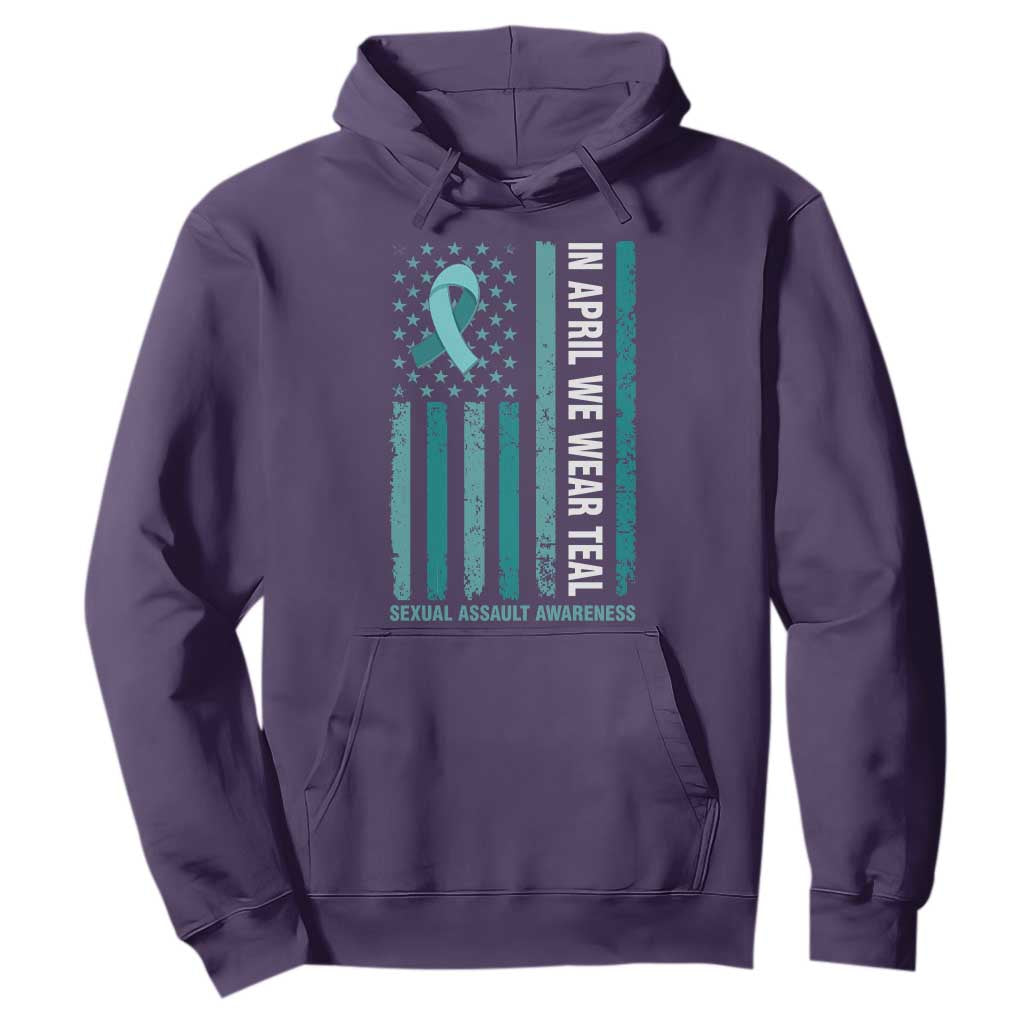 Sexual Assault Awareness American Flag Hoodie In April We Wear Teal Ribbon TS14 Purple Print Your Wear