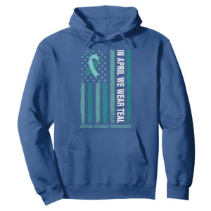 Sexual Assault Awareness American Flag Hoodie In April We Wear Teal Ribbon TS14 Royal Blue Print Your Wear