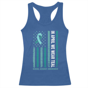 Sexual Assault Awareness American Flag Racerback Tank Top In April We Wear Teal Ribbon TS14 Royal Blue Print Your Wear