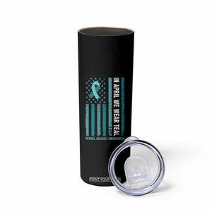 Sexual Assault Awareness American Flag Skinny Tumbler In April We Wear Teal Ribbon TS14 Print Your Wear