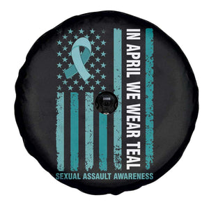 Sexual Assault Awareness American Flag Spare Tire Cover In April We Wear Teal Ribbon TS14 Print Your Wear