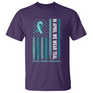 Sexual Assault Awareness American Flag T Shirt In April We Wear Teal Ribbon TS14 Purple Print Your Wear