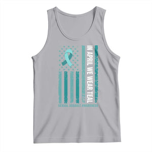 Sexual Assault Awareness American Flag Tank Top In April We Wear Teal Ribbon TS14 Athletic Heather Print Your Wear