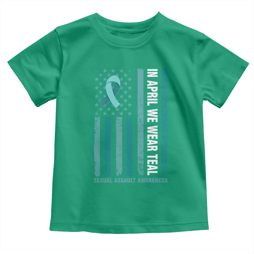 Sexual Assault Awareness American Flag Toddler T Shirt In April We Wear Teal Ribbon TS14 Irish Green Print Your Wear