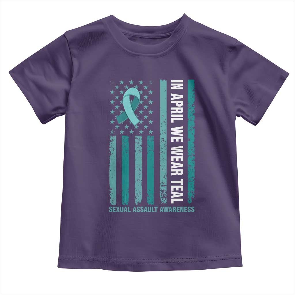Sexual Assault Awareness American Flag Toddler T Shirt In April We Wear Teal Ribbon TS14 Purple Print Your Wear