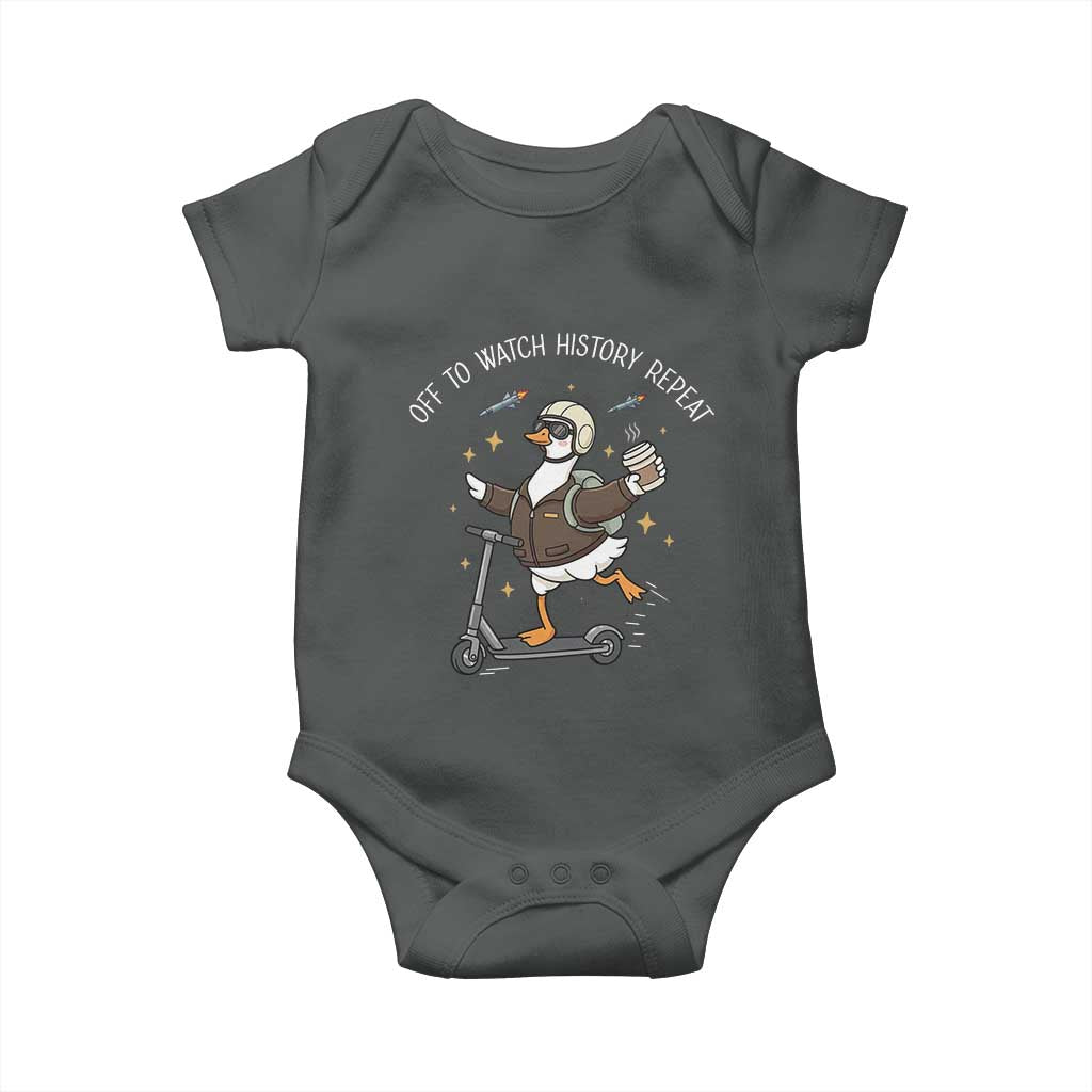 Funny Goose Support Freedom Baby Onesie Off To Watch History Repart TS14 Dark Heather Print Your Wear