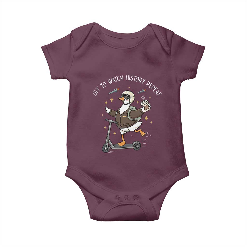 Funny Goose Support Freedom Baby Onesie Off To Watch History Repart TS14 Maroon Print Your Wear