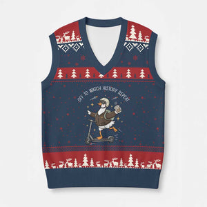 Funny Goose Support Freedom V-Neck Knit Sweater Vest Off To Watch History Repart TS14 Navy Red Print Your Wear