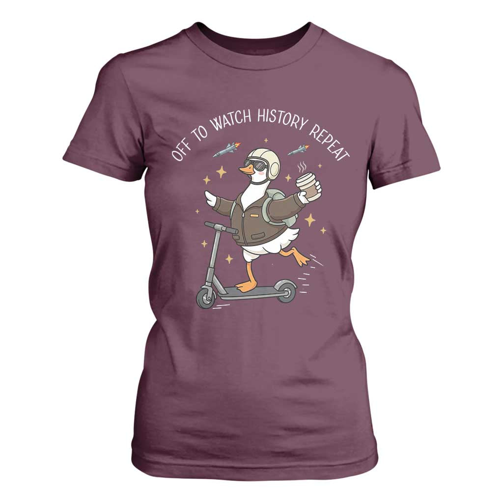 Funny Goose Support Freedom T Shirt For Women Off To Watch History Repart TS14 Maroon Print Your Wear