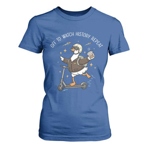 Funny Goose Support Freedom T Shirt For Women Off To Watch History Repart TS14 Royal Blue Print Your Wear