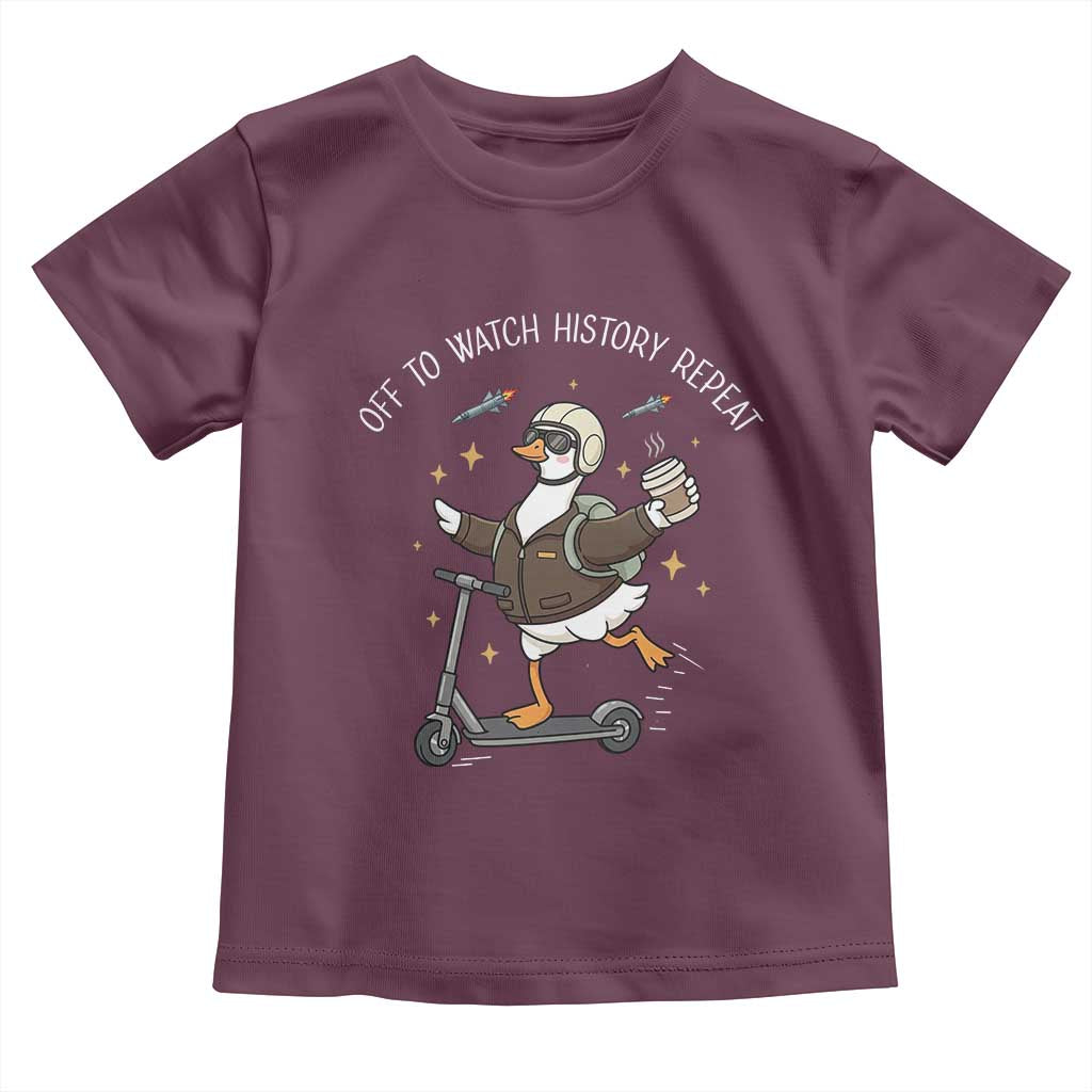Funny Goose Support Freedom Toddler T Shirt Off To Watch History Repart TS14 Maroon Print Your Wear