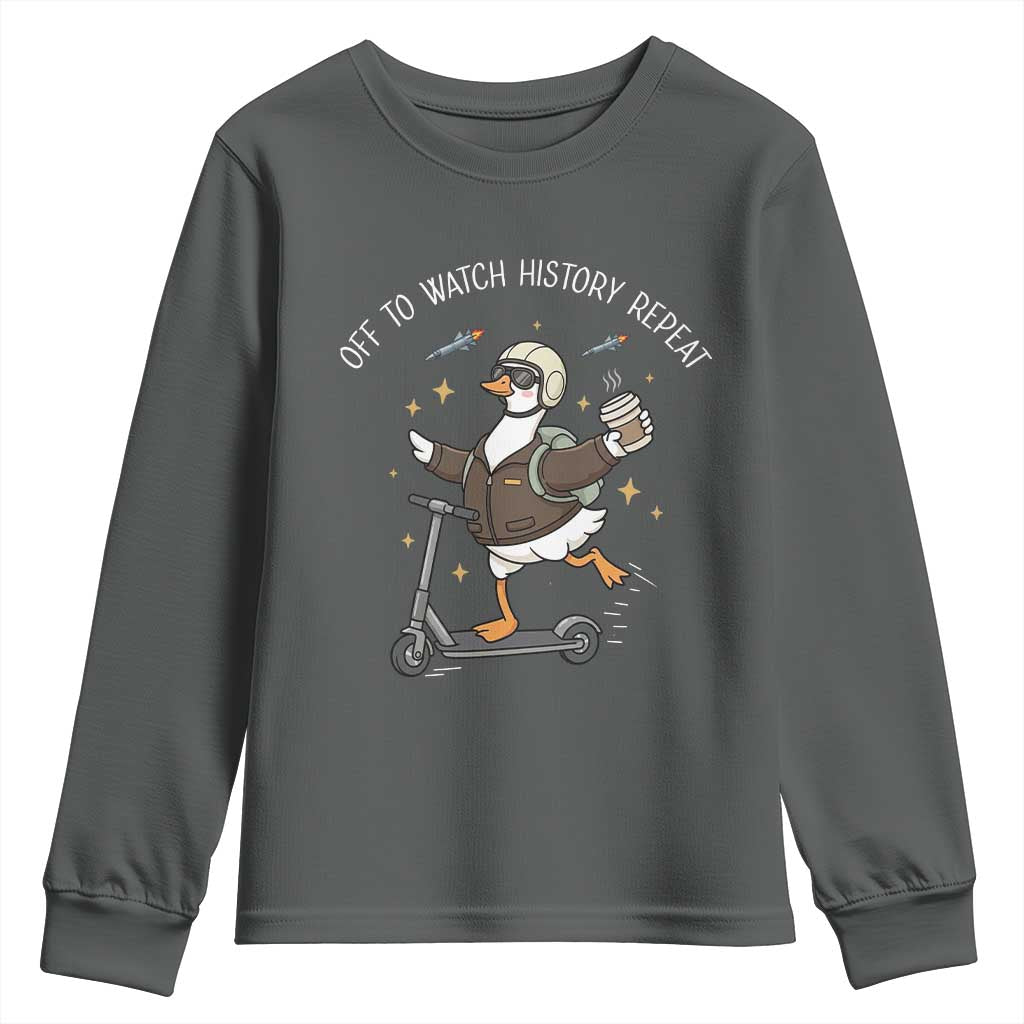 Funny Goose Support Freedom Youth Sweatshirt Off To Watch History Repart TS14 Dark Heather Print Your Wear