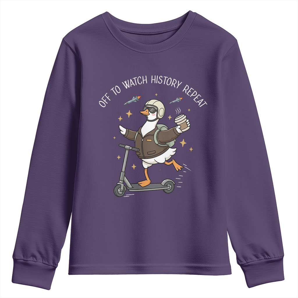 Funny Goose Support Freedom Youth Sweatshirt Off To Watch History Repart TS14 Purple Print Your Wear