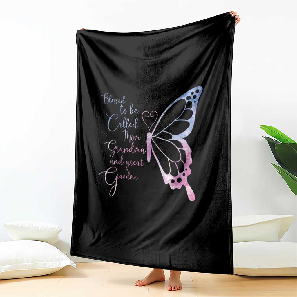 Blessed to Be Called Mom Grandma Great Grandma Throw Blanket Mama Butterfly Mother's Day Gift TS14 Print Your Wear