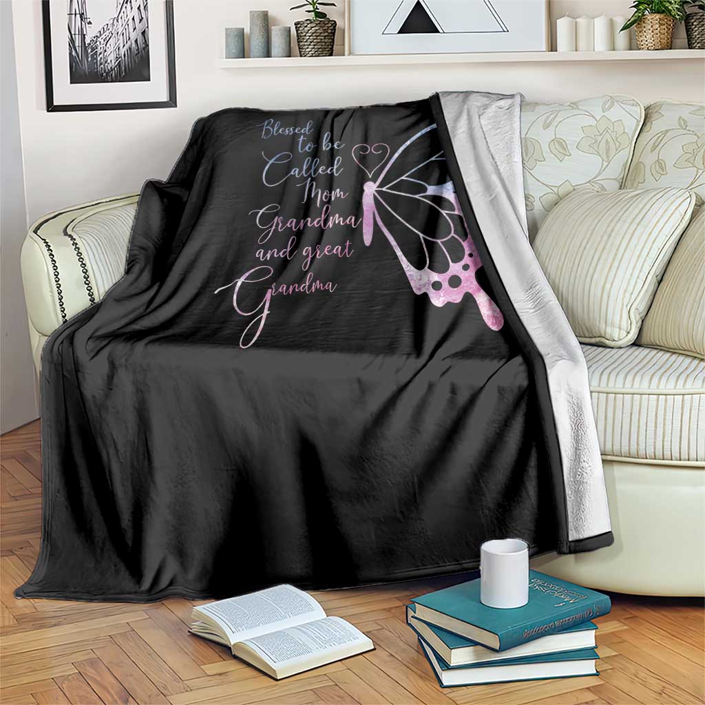 Blessed to Be Called Mom Grandma Great Grandma Throw Blanket Mama Butterfly Mother's Day Gift TS14 Print Your Wear